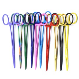 AAProTools 10 Assorted Rainbow (Multiple) Colors Mosquito Locking Hemostat Forceps Straight 5" Ideal for All Types of Hobby and First Aid Kit