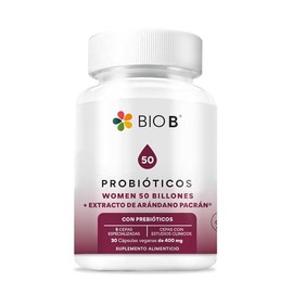 BIO B ǀ Probióticos Women con 50 Billones UFC + Extracto de Arándano ǀ Cepas Especializadas para Mujer + Probióticos Vaginales ǀ 30 Cápsulas