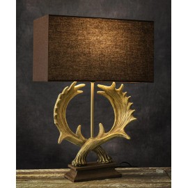 Ebros GIft Western Rustic Vintage 2 Entwined Elk Moose Antlers Sculptural Table Lamp Decor