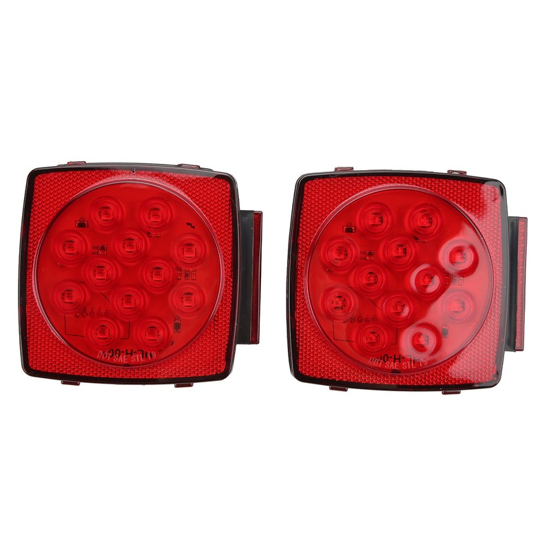 Pair LED Square Lights 12V Trailer Tail Brake Lamp High