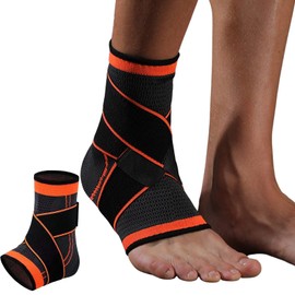 1 Par Tobillera para Esguince Ortopédica, Tobilleras Deportivas de Compresión, Ajustable , Antideslizante Soporte de Tobillo Súper Elástico Transpirable，para Fitness、Tensión en el Tobillo 、Esguinces y Alivio de Dolor de Hinchazón (Naranja -L)