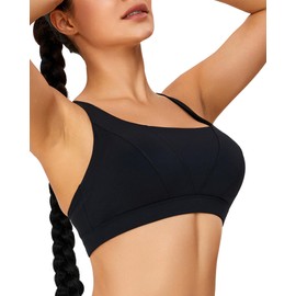 RUNNING GIRL High Impact Sports Bras for Women Moulded Cup High Support Sports Bra High Coverage Workout Yoga Bra(2970 Black XL)