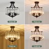 Piepooye Modern Crystal Chandelier 4 Lights Black Semi Flush Mount
