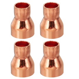 PATIKIL 5/8" to 3/8" ID Copper Reducer, 4pcs 99.9% Pure Copper Reducing Coupling Pressure Fitting Pipe Tube Connector Adapter with Sweat Solder Connection for HVAC Refrigeration System