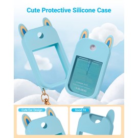 Cute Ear Silicone Case Compatible with Touchland Hand Sanitizer Spray (Fit for 1 FL.OZ), Protective Case with Keychain, Hand Sanitizer Holder(Rose Red)