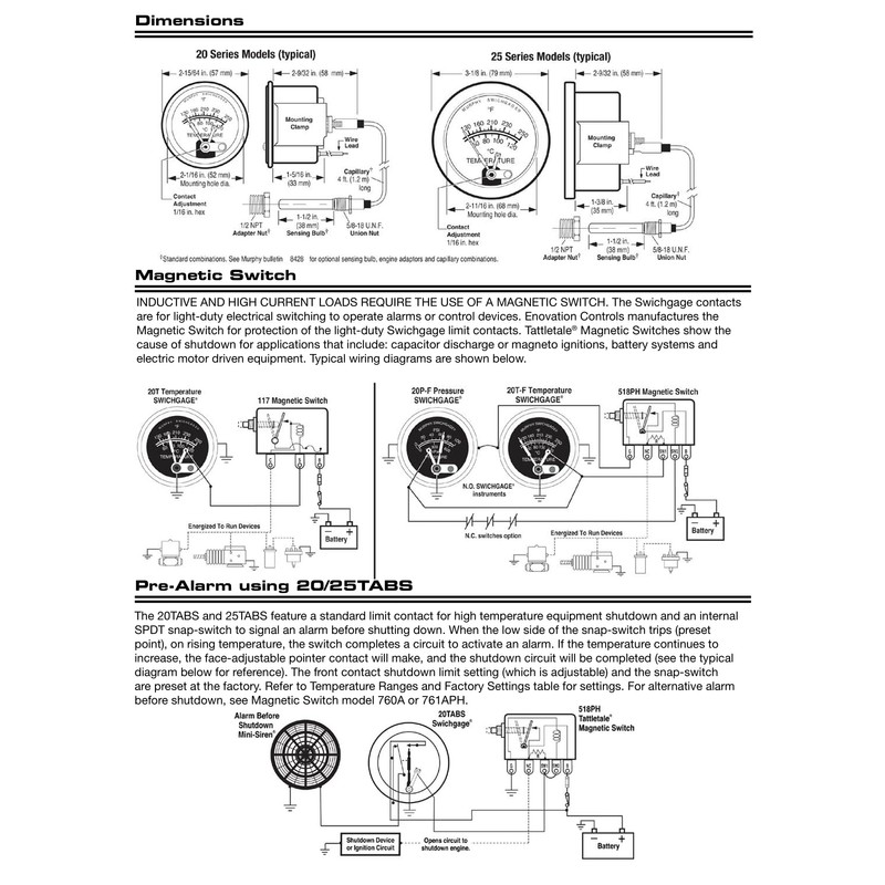 Murphy by Enovation Controls 20T-250-12-1/2 Temperature Swichgage (10702046)