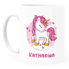 SpecialMe® Kinder-Tasse Kunststoff Einhorn personalisierte Namenstasse für Kinder Jungen Mädchen weiß Kunstoff-Tasse