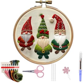 SYYZJKK Christmas Embroidery kit for Beginners, Beginner Embroidery kit for Adults, Christmas Cross Stitch Kits, Hand Embroidery kit, Christmas Crafts for Adults, Christmas Embroidery Kits for Adults