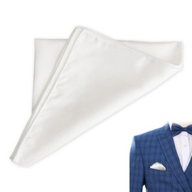 OMCGG 100% Silk Men's Pocket Square Handkerchief, 12.5 x 12.5 Inch White Fine Twill Silk Pocket Square Soft Prefolded Handkerchiefs Men Suit Accessories for Business Wedding Party