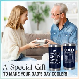 TEEZWONDER Father's Day Gifts for Dad from Daughter Son Wife - 20 oz Stainless Steel Insulated Coffee Tumbler - Fathers Day Birthday Gifts for Dad from Kids, Grandpa Gift, Mens Birthday Gift Ideas