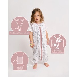 molis&co Baby Sleeping Bag with Feet 0.5 TOG, Size: 90 cm. Ideal for Summer, Bloom Pink 100% cotton (Oeko-Tex 100)