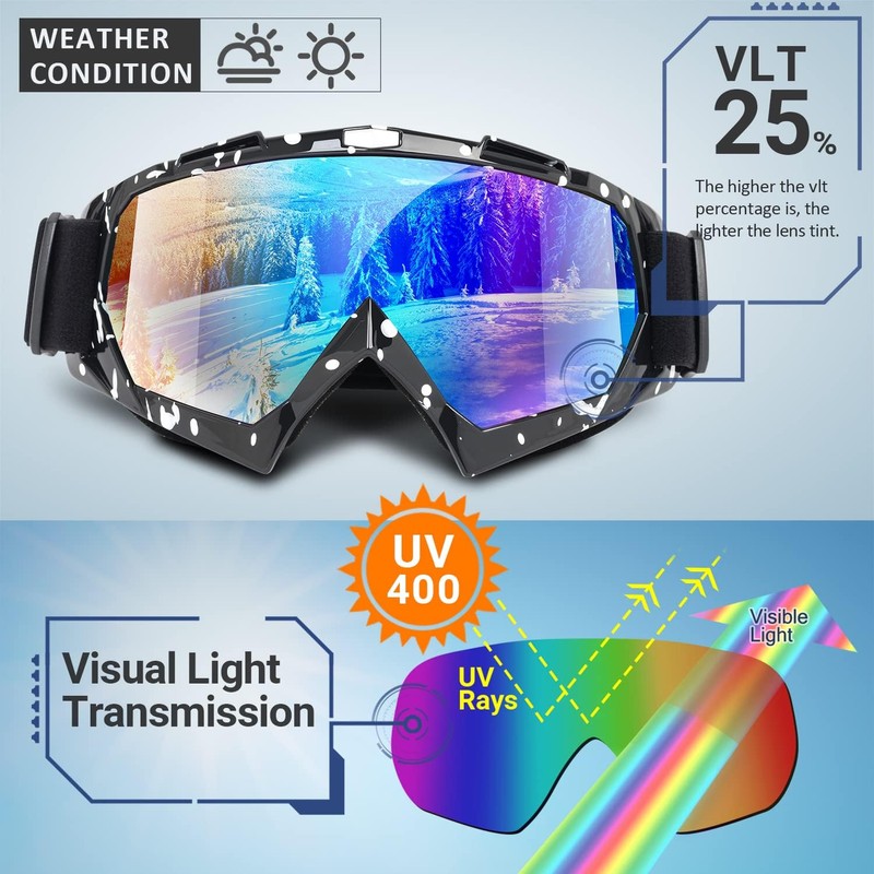 ZANZER Adult Ski Goggles, 2-Pack Snowboard Goggles for Youth, Teens,