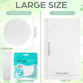 Breling 20 Pack Large Compressed Towel Bath for Travel 55''x 27.5''Soft Bath Disposable Portable Thicken Individually Wrapped Body Towel for Hotel Camping Beach Swimming Gym Sauna Spa Hiking Trip Pet