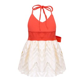 Toddler Infant Baby Girls Swimsuit Lace Halter Backless Jumpsuit Dress Tulle Sundress Outfits (Dress+Clip+Necklace,80 Size fit 6-12months Baby)