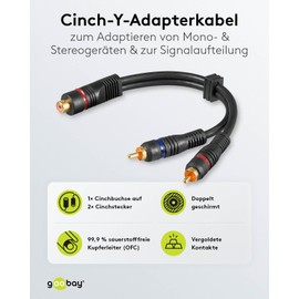 Wentronic Audio Video Cable AVK 308-020 0.2m 1 x RCA Jack to 2 x RCA Plugs