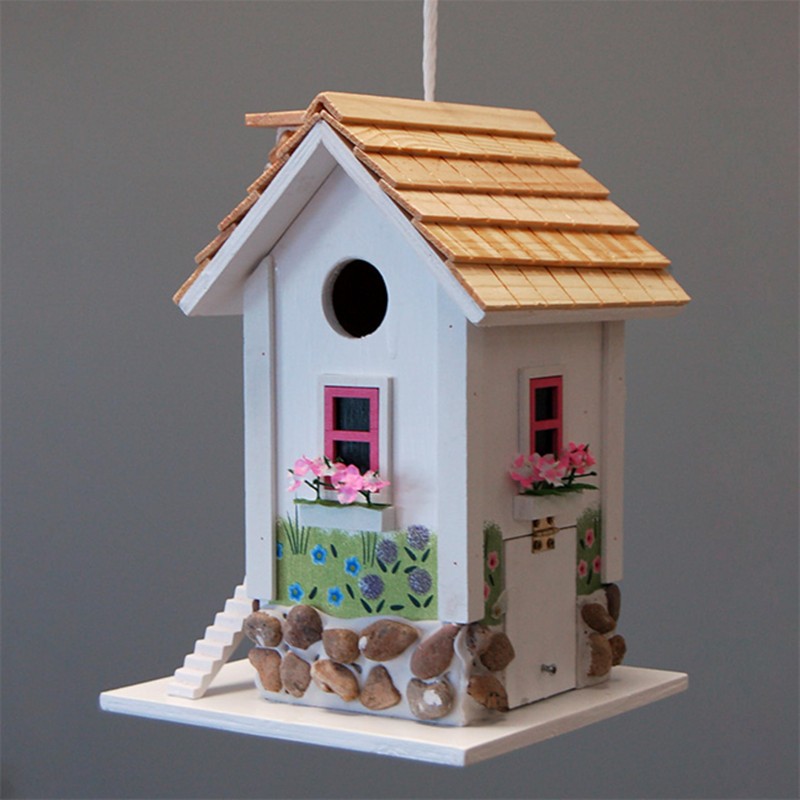 Home Bazaar May Cottage Bird House | Handcrafted Wooden Birdhouse