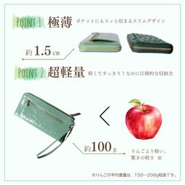 [world closet] Long Wallet, Age of Wind, Colored Pencil Wallet, Women's, L-Shaped Zipper, Holds 24 Cards, Large Capacity, Crocodile Embossing, Enamel, Removable Strap, Women's, 2-Way, Lightweight,