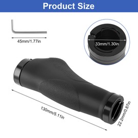 Ergonomic Bicycle Grips Non-Slip Bicycle Grips with Hexagonal Screwdriver, Handlebar Grips Bicycle Handlebar Grips for Mountain Bikes City Bike Trekking Bike 130 mm Black