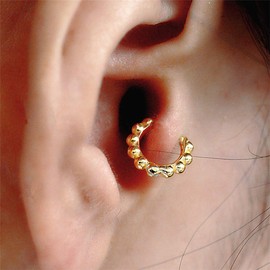 Minimalist Ball Bead Small Hoop Earrings for Women S925 Sterling Silver Ear Simple Cartilage Tragus Sleeper Earrings Irregular Tiny Dot Hinged Fashion Jewelry (6mm Yellow)