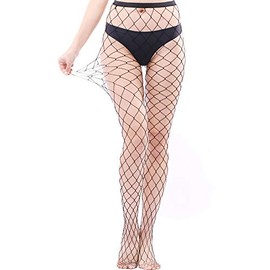 EVERSWE High Waist Fishnet Tights, Thigh High Suspender Stockings (L1P, SM)