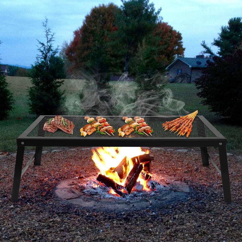 Folding Campfire Grill Camping BBQ Grill Outdoor Fire Pit Cooking