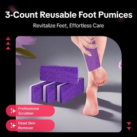 Reusable Foot Pumices, 3 Counts/set Foot Dead Skin Remover, Foot Callus Remover, Pedicure Tool for Home & Spa Use:_Red_3 Counts
