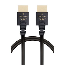 Elecom ECDH-HDPES20BK HDMI Cable, 6.6 ft (2 m), Thin, 4K2K (60Hz), 18 Gbps, For TVs, PCs, Game Consoles, Etc