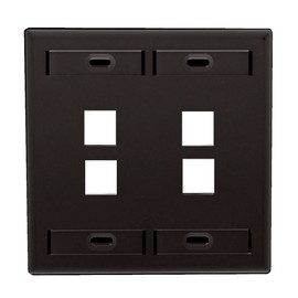 Leviton 42080-4EP 4-Port Dual Gang QuickPort Wallplate with ID Windows, Black