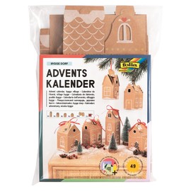 folia 9385 Advent Calendar Set "Hygge Village", DIY Craft Set with Gift Boxes for Filling, 24 Houses for Hanging or Standing, as a Gift and Special Christmas Decoration, Reusable