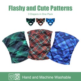 wegreeco Washable Male Dog Belly Band (Stylish Pattern)- Pack of 3 - Washable Male Dog Belly Wrap, Dog Diapers Male (Blue, Green, Red Plaid, L)