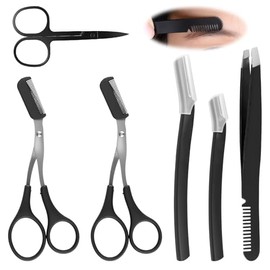 6 En 1 Kit De Tijeras Para El Cuidado De Las Cejas, Incluye Peine Para Cejas Con Peine Con 1 Pinzas Depilar Cejas, Afeitadora Recortadora Facial, Cepillo Para Cejas, Tijeras Para Cejas