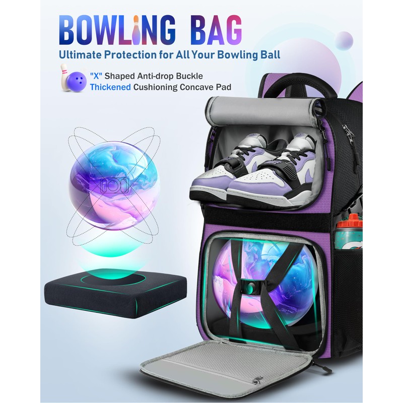 LOINTET Bowling Ball Bag, Single Bowlingball Backpack with Shoe Compartment