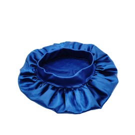 FELEFI Silky Satin Night Sleep Cap Hair Bonnet Wide Band (Blue)
