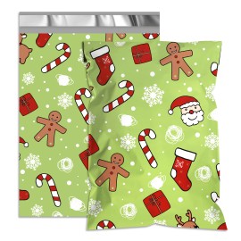 Santa Claus Printed Shipping Bags,2.4mil Thick Shipping Bags, Waterproof and Tear-Resistant Self-Sealing Packaging BagsColor: Christmas bright green, Size: 10x13 lnch 1000pcs