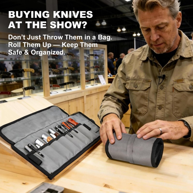 SPITZKANTE Pocket Knife Roll Bag – 7 Slot Folding Knife