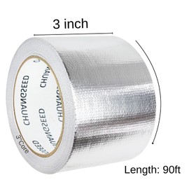 CHUANGSEED Adhesive Aluminum Foil Fiberglass Heat Shield Tape 3in x 90ft, Reflective Material Cool Tape Self-Adhesive for HVAC, Pipe, Auto,High Temp Protection