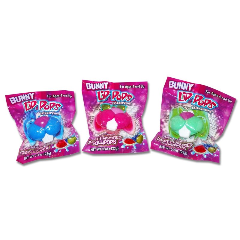 Flix Candy Bunny Lip Pop Lollipops Candy Basket Stuffers, 0.8