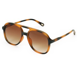 AOURBENE Classic Retro Round Polarised Aviator Sunglasses for Men and Women with UV400 Protection Aviator Glasses, floral tea frame gradual tea