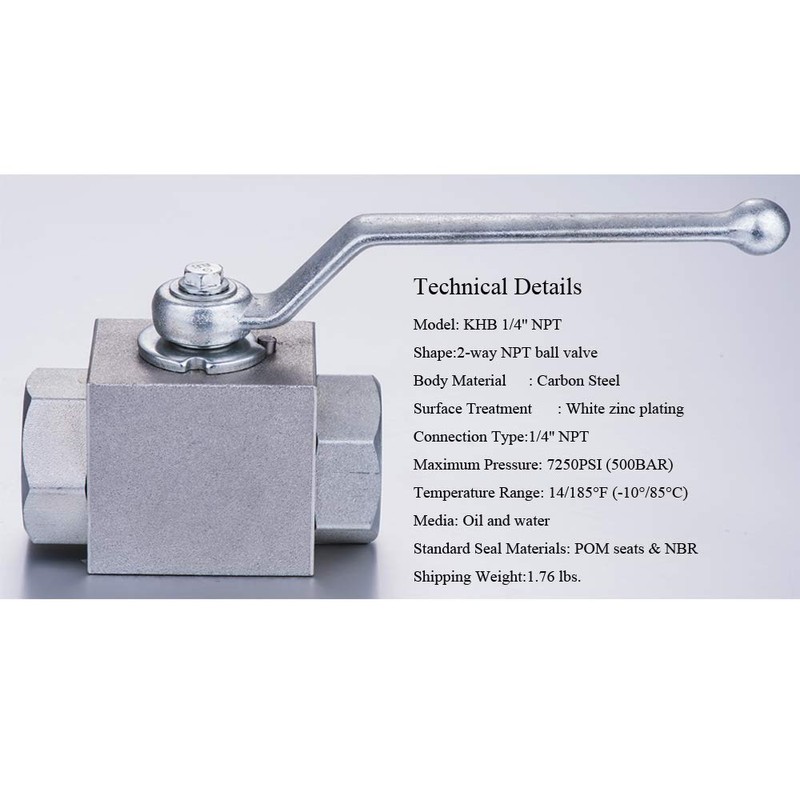 Taixinhyd Hydraulic 1/4''NPT 7250 PSI KHB High Pressure Ball Valve