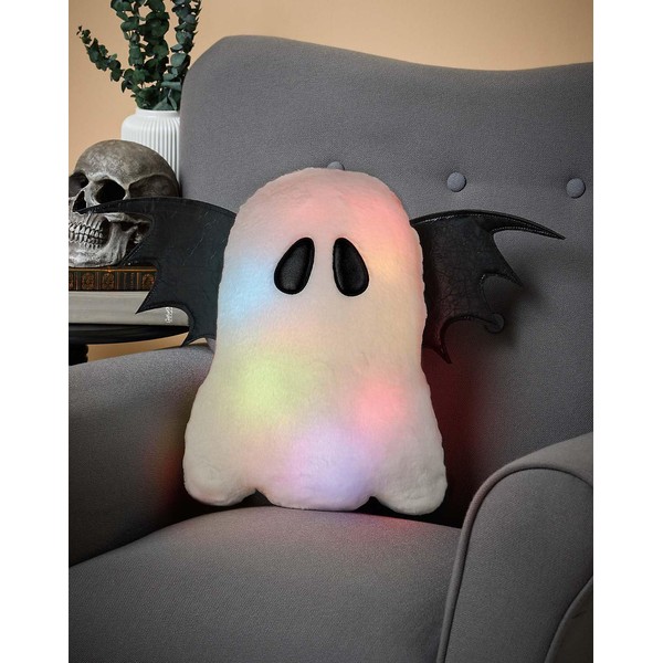 Spirit Halloween Light-Up Ghost Bat Plush, Color-Changing Glow