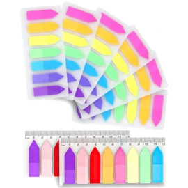 SZXMDKH 8 Pack Index Tabs with Ruler (Total 1160 Pcs), Writable Sticky Notes, Translucent Book Annotation Page Markers for School Office, 1160pcs