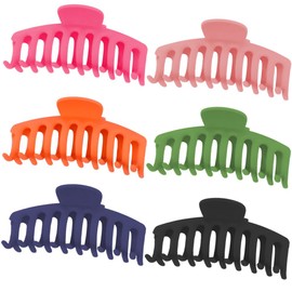Hair Clips for Women Large Size Claw Clip for Girls Thick & Thin Hair Accessories for Women Girls Black Pink Green, 6 Pack