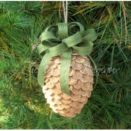 Handmade Sage Green - Large Wine Cork Pine Cone Ornament, Winecone, Pineapple