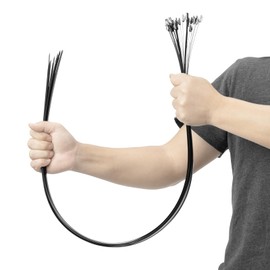 Armpow Metal Zip Ties Black 40 inch 408LB 25pcs Heavy Duty 304 Stainless Steel Epoxy Coated Locking Cable Exhaust Wrap Multi Purpose Binding for Machinery, Vehicles, Farms, Cables, Pipes,Fence