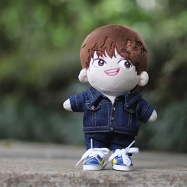 niannyyhouse 5.9 inches (15 cm) Plush Clothes Jeans Jacket White T Shirt Cotton Doll Clothes Dress Up (navy blue)