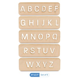 Letter Stencils for Painting & DIY Crafts, Large & Sturdy, 1 Inch, Pack of 5, Reusable Alphabet Stencils, by Woodpeckers
