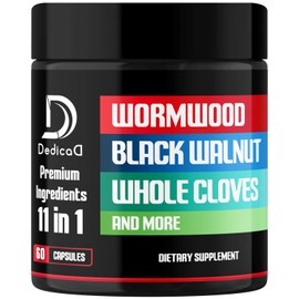 Wormwood Capsules Supplement - Extracted from Black Walnut, Cloves, Turmeric, Apple, Berberine HCl & More - 11 Ingredients combined for Immune System, Body Management & Digestion Health - 60 Capsules