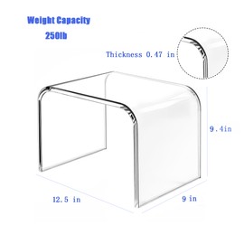 BOPKOWI Acrylic Step Stool,Acrylic Stools,Clear Step Stool with Non-Slip for Bathroom,Holds Up to 250lbs(No Non-Slip Stool, Pack of 1)