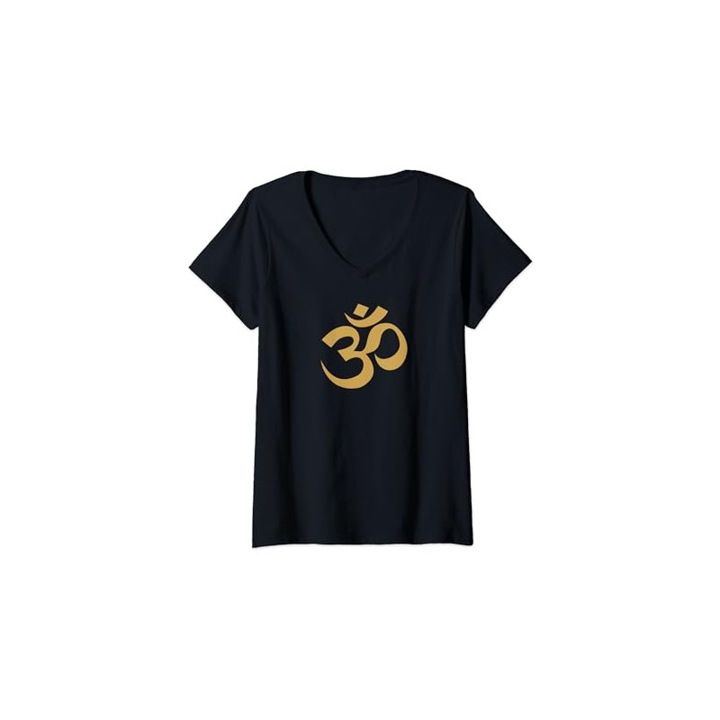 Women's Om Symbol V-Neck T-Shirt, black