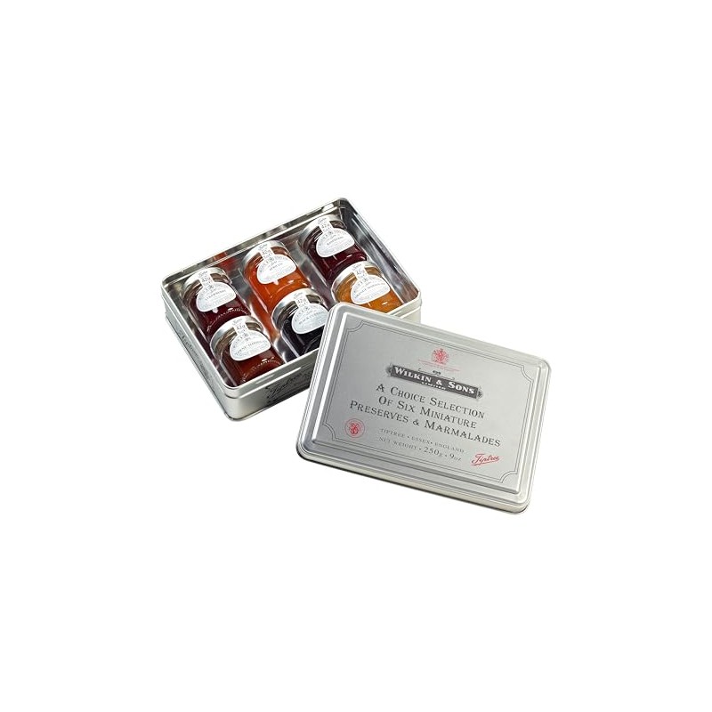 Tiptree Silver Tin Set Of 6 Mini Jars